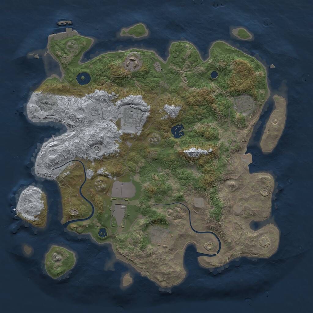 Rust Map: Procedural Map, Size: 3500, Seed: 81399431, 11 Monuments