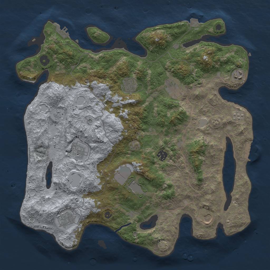Rust Map: Procedural Map, Size: 4000, Seed: 1374863894, 17 Monuments
