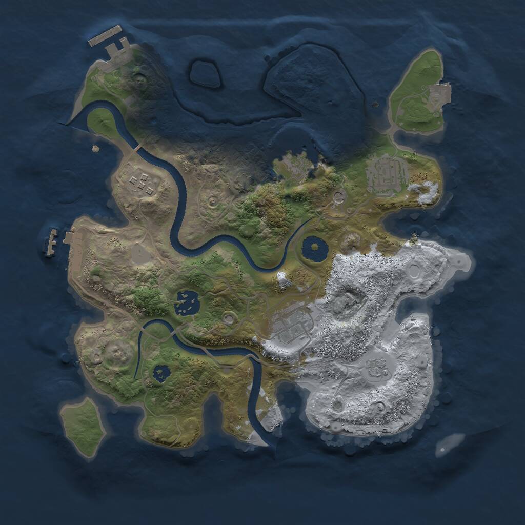 Rust Map: Procedural Map, Size: 3000, Seed: 1808954300, 11 Monuments