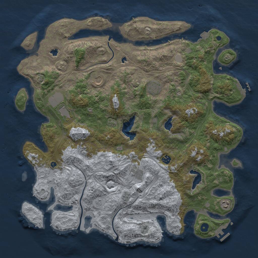 Rust Map: Procedural Map, Size: 4500, Seed: 1909858048, 14 Monuments
