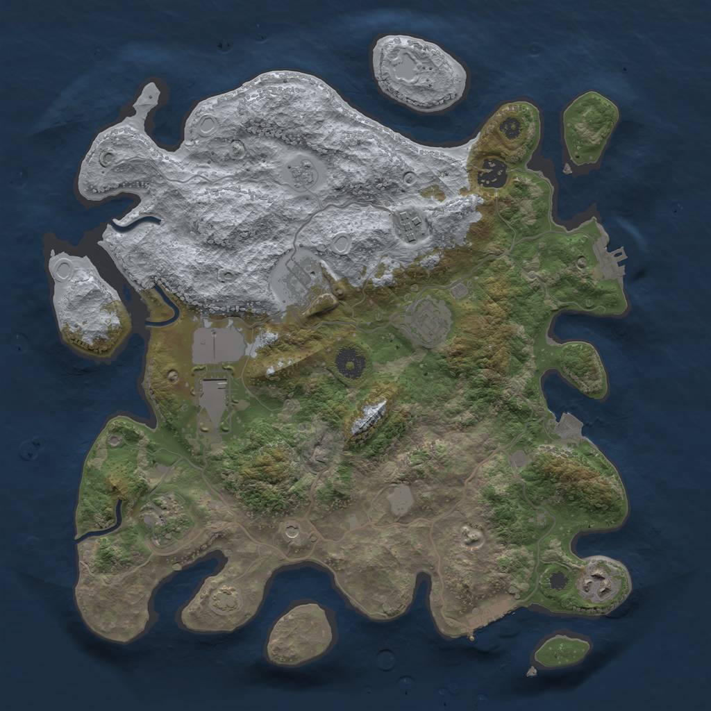 Rust Map: Procedural Map, Size: 3500, Seed: 87453333, 15 Monuments