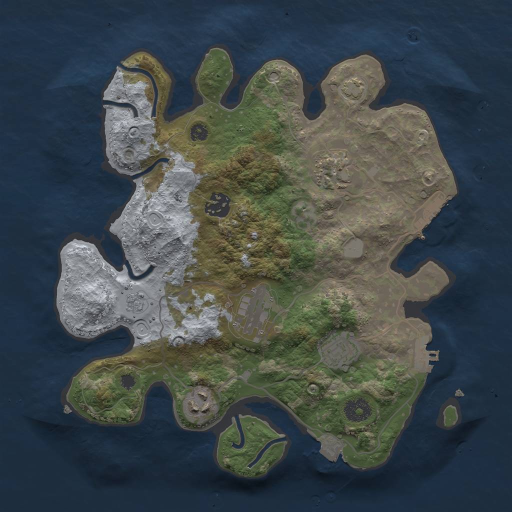 Rust Map: Procedural Map, Size: 3000, Seed: 643950553, 12 Monuments