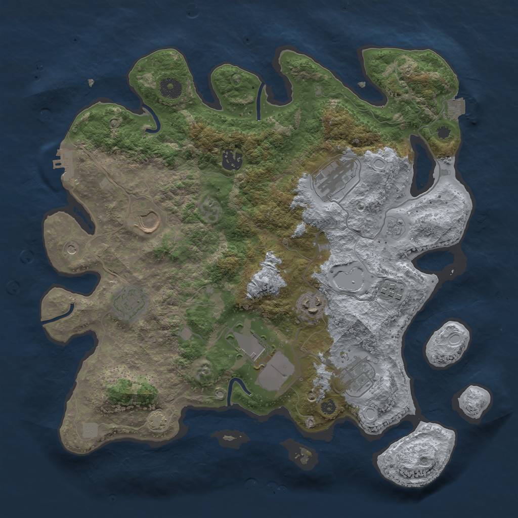 Rust Map: Procedural Map, Size: 3600, Seed: 12908, 15 Monuments