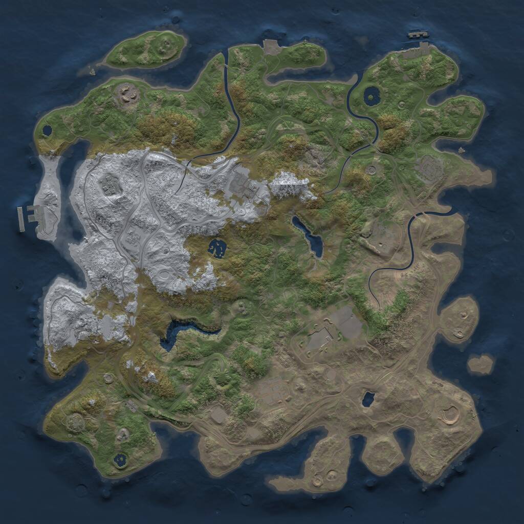 Rust Map: Procedural Map, Size: 4250, Seed: 806102186, 16 Monuments