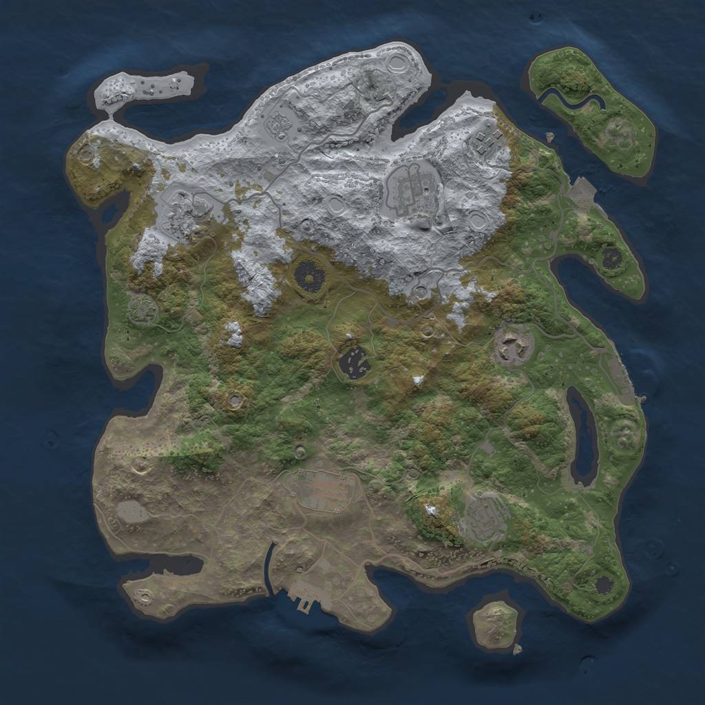 Rust Map: Procedural Map, Size: 3450, Seed: 48117418, 15 Monuments