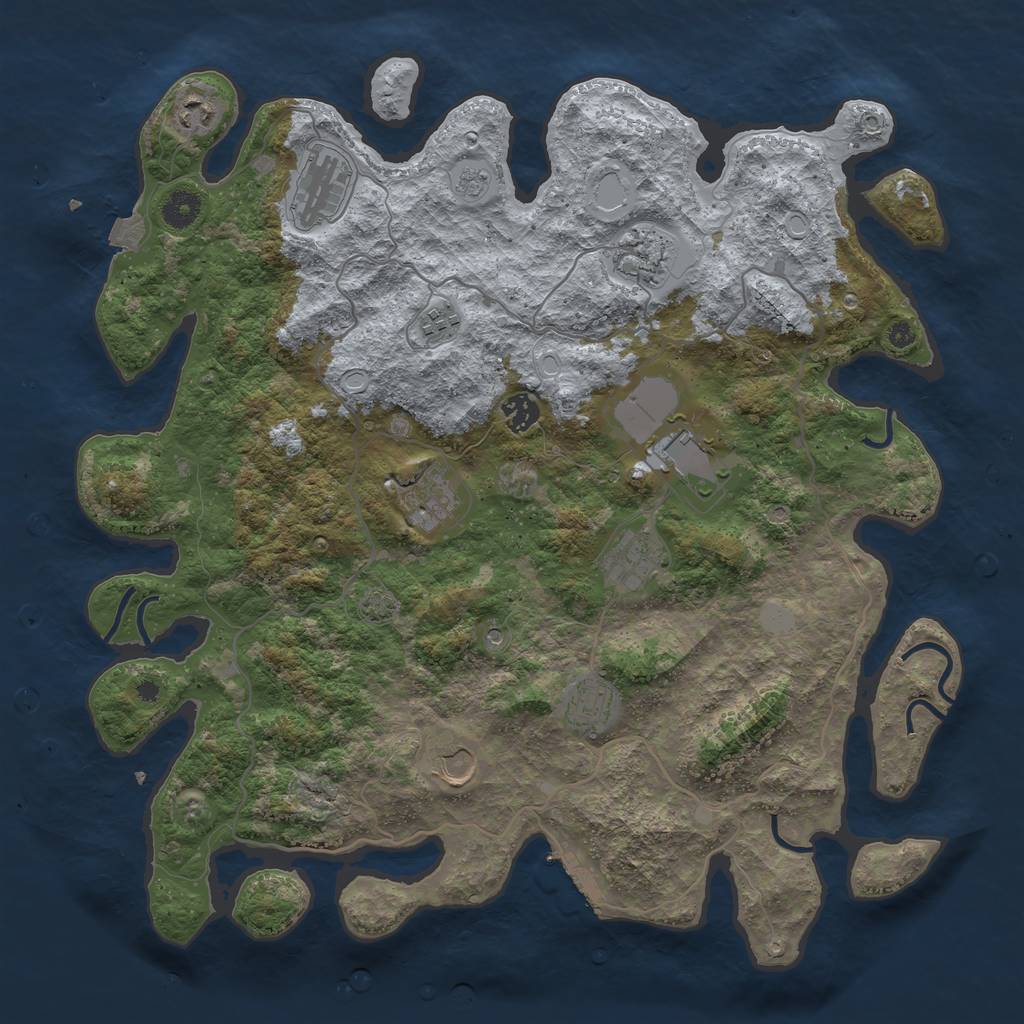 Rust Map: Procedural Map, Size: 4100, Seed: 93902522, 17 Monuments