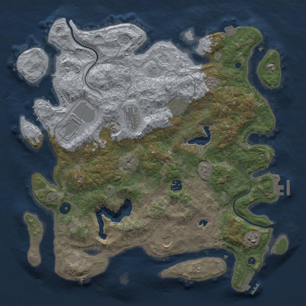 Rust Map: Procedural Map, Size: 4000, Seed: 1065066143, 13 Monuments