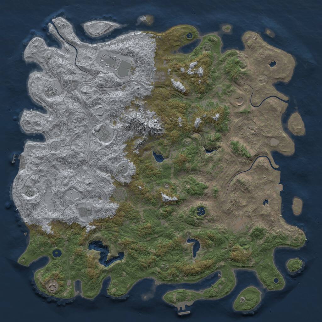 Rust Map: Procedural Map, Size: 5550, Seed: 2060412321, 17 Monuments
