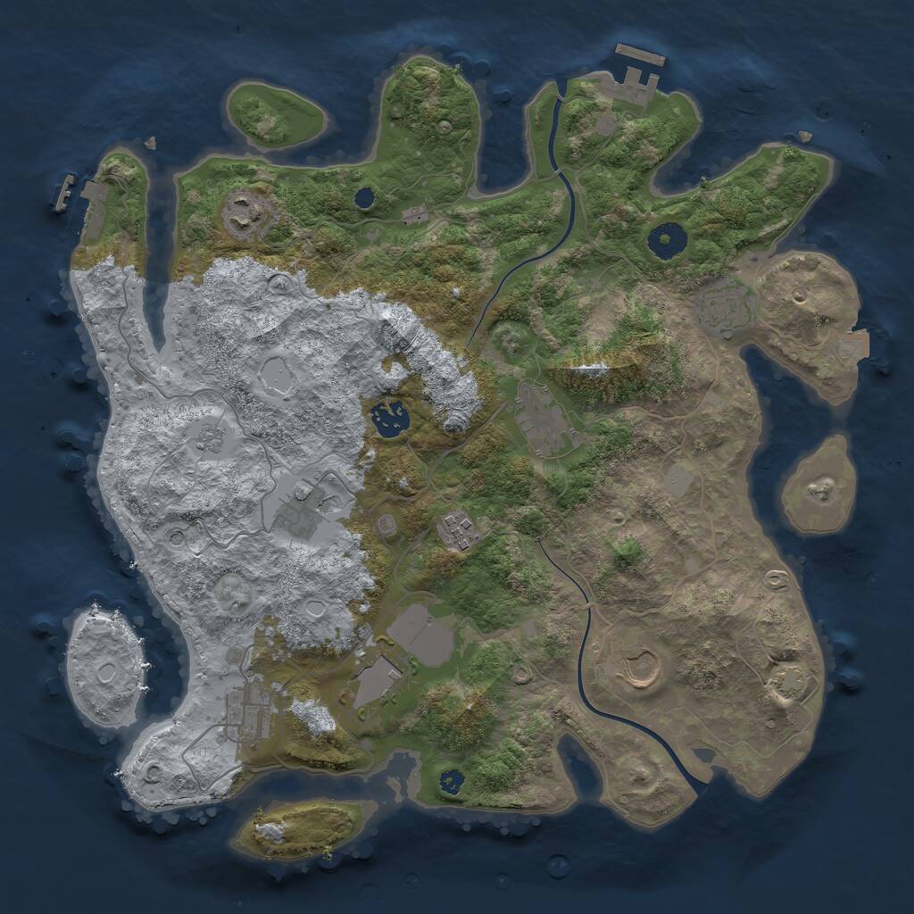 Rust Map: Procedural Map, Size: 3700, Seed: 1000564250, 15 Monuments