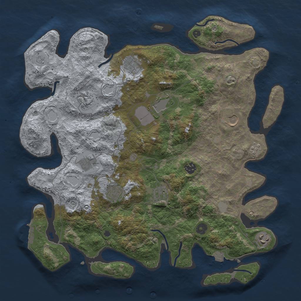 Rust Map: Procedural Map, Size: 4000, Seed: 7478484, 17 Monuments
