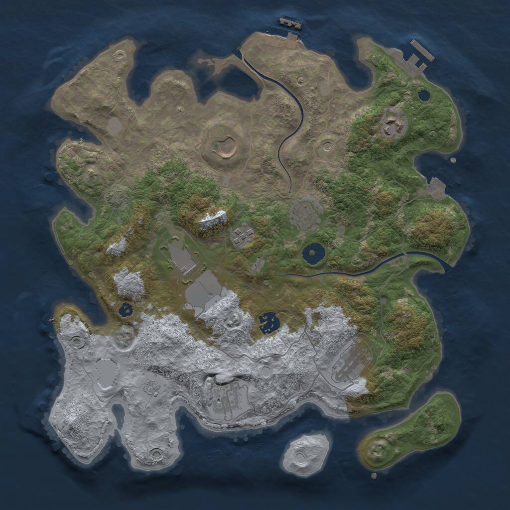Rust Map: Procedural Map, Size: 3600, Seed: 29524682, 14 Monuments