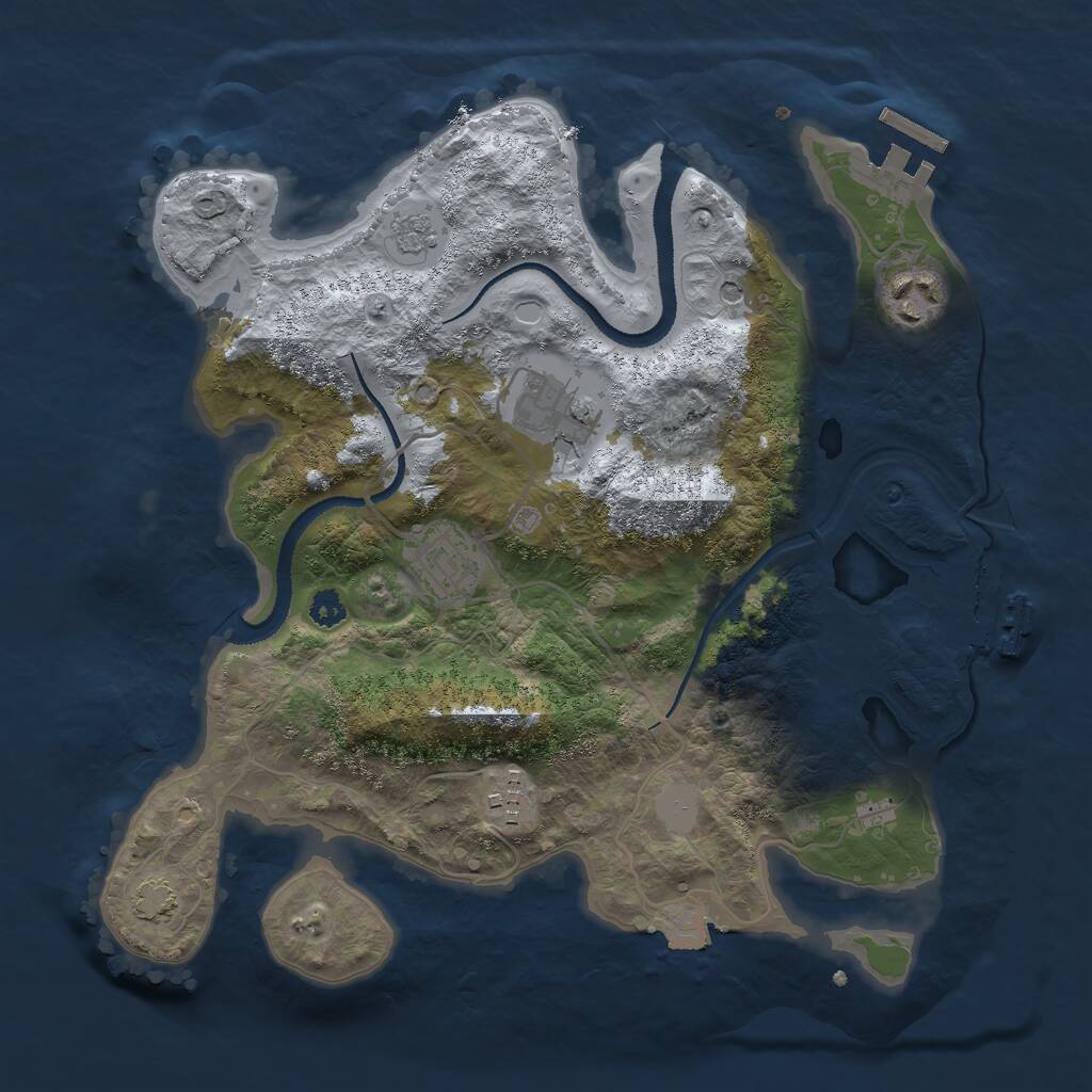 Rust Map: Procedural Map, Size: 3000, Seed: 164759, 10 Monuments