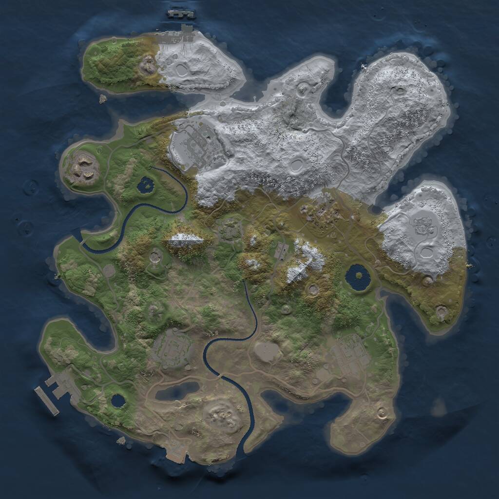 Rust Map: Procedural Map, Size: 3000, Seed: 75322, 11 Monuments