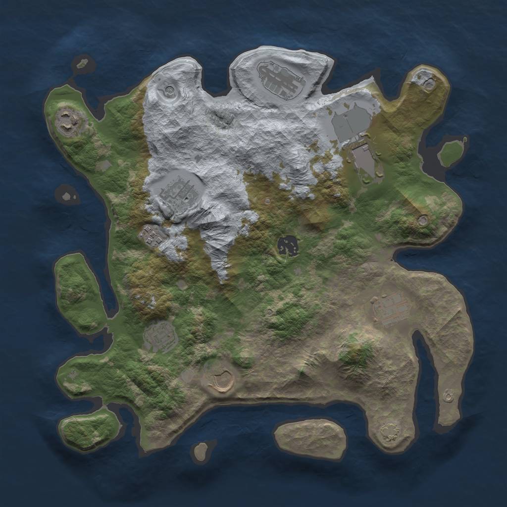 Rust Map: Barren, Size: 3500, Seed: 14516227, 13 Monuments