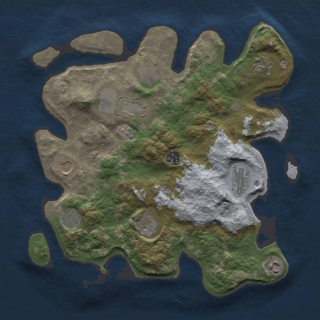 Rust Map: Barren, Size: 3500, Seed: 74523255, 14 Monuments