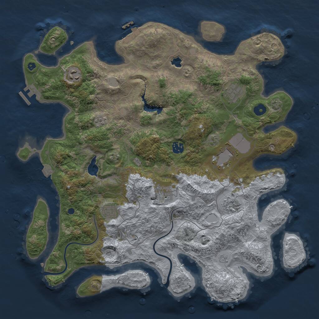 Rust Map: Procedural Map, Size: 4000, Seed: 893541, 14 Monuments