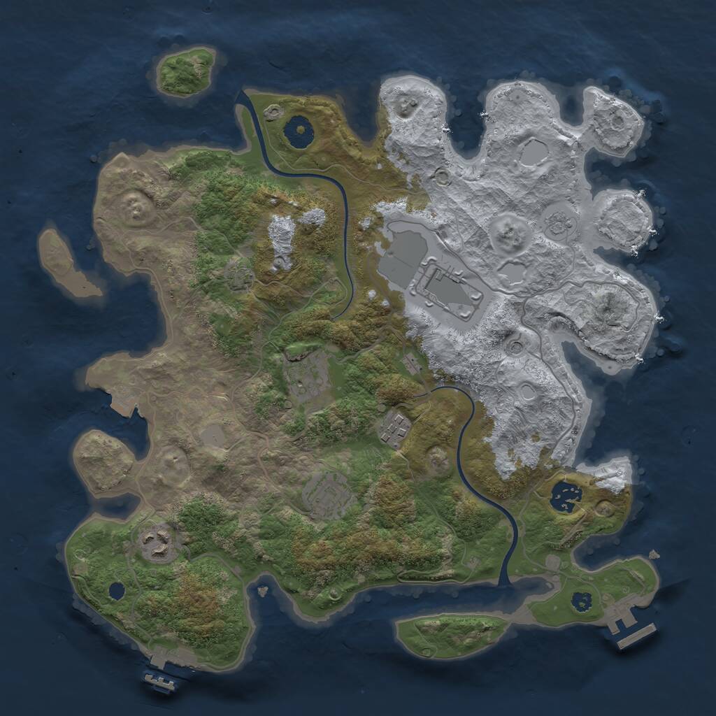 Rust Map: Procedural Map, Size: 3500, Seed: 480276223, 12 Monuments