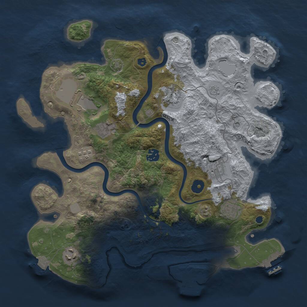 Rust Map: Procedural Map, Size: 3500, Seed: 480276223, 14 Monuments