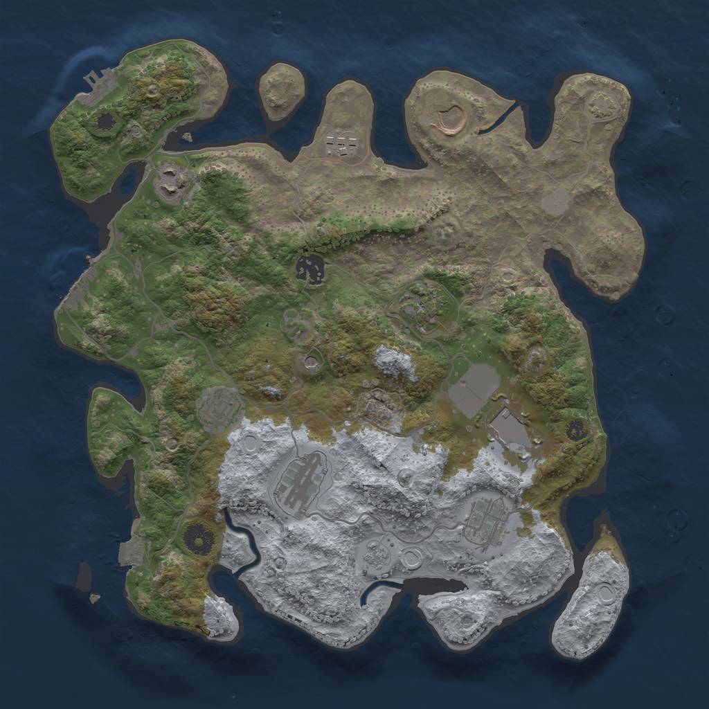 Rust Map: Procedural Map, Size: 3500, Seed: 1791539503, 17 Monuments