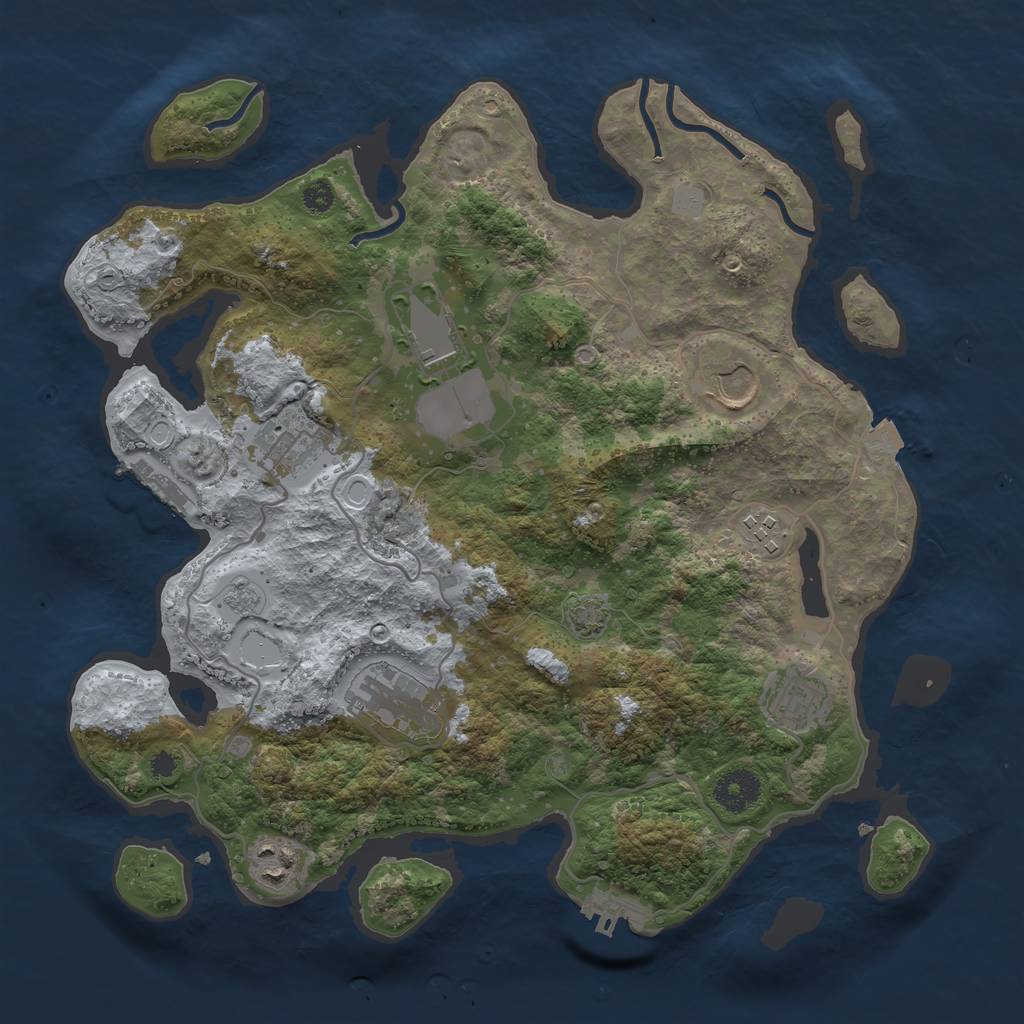 Rust Map: Procedural Map, Size: 3500, Seed: 1565990110, 14 Monuments
