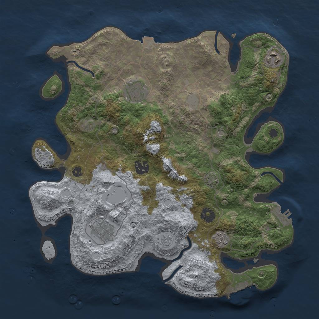 Rust Map: Procedural Map, Size: 3250, Seed: 1694502343, 13 Monuments