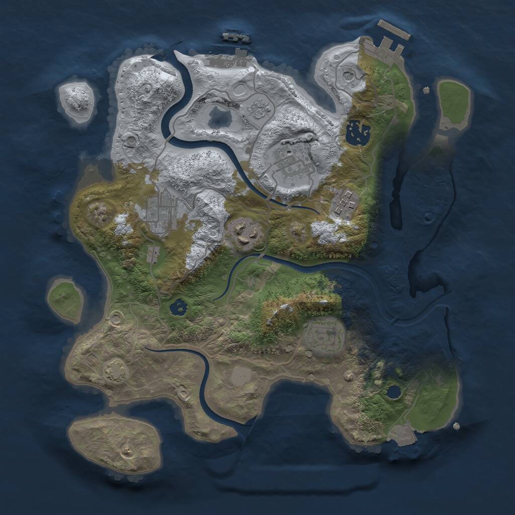 Rust Map: Procedural Map, Size: 3000, Seed: 402447181, 12 Monuments