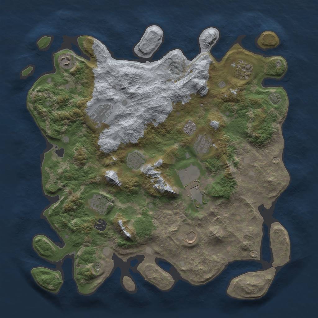 Rust Map: Barren, Size: 4000, Seed: 1189617274, 14 Monuments