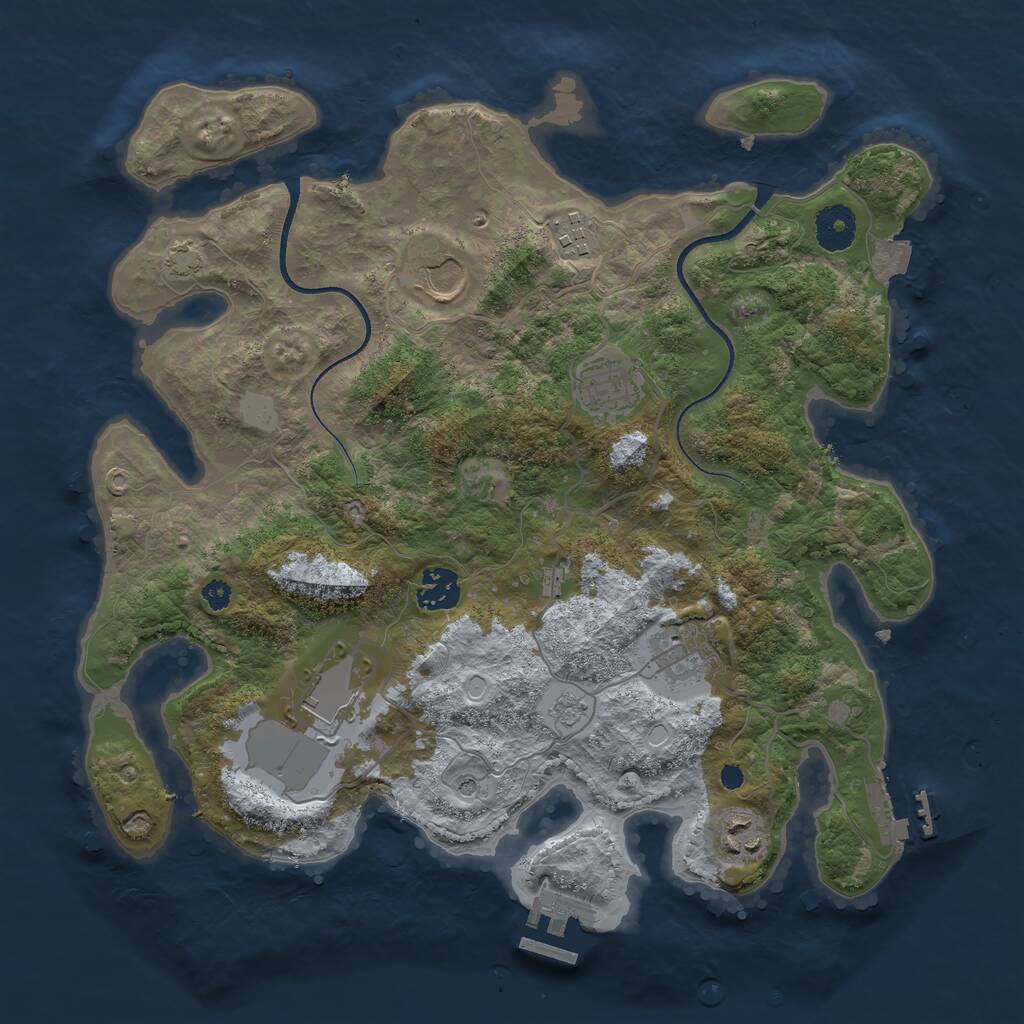 Rust Map: Procedural Map, Size: 3500, Seed: 288355703, 13 Monuments