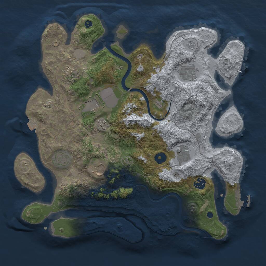 Rust Map: Procedural Map, Size: 3500, Seed: 1111172, 13 Monuments