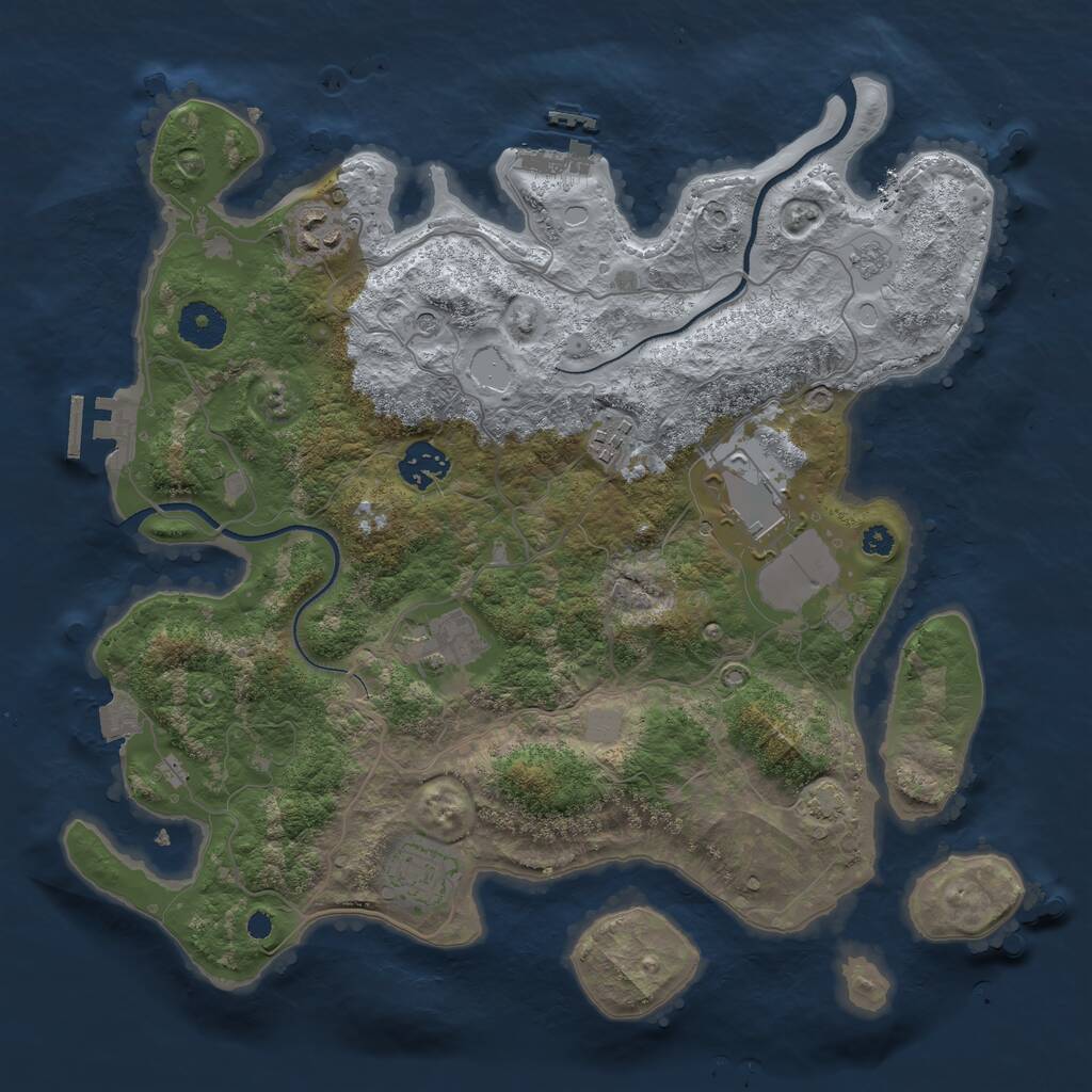 Rust Map: Procedural Map, Size: 3500, Seed: 589772187, 12 Monuments