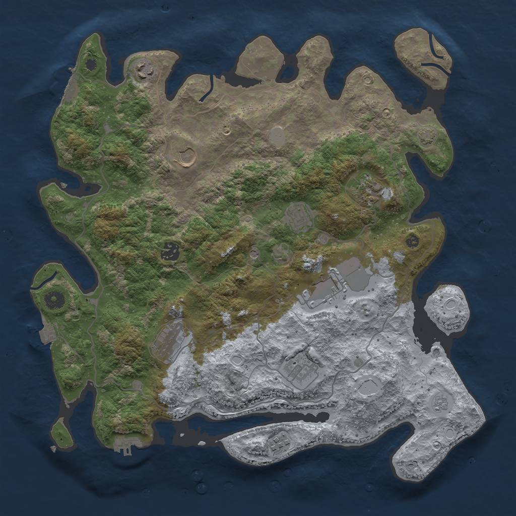 Rust Map: Procedural Map, Size: 4000, Seed: 401076861, 17 Monuments