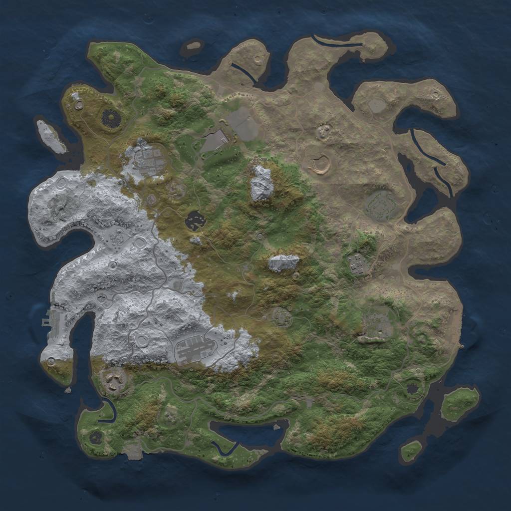 Rust Map: Procedural Map, Size: 4000, Seed: 34175731, 17 Monuments