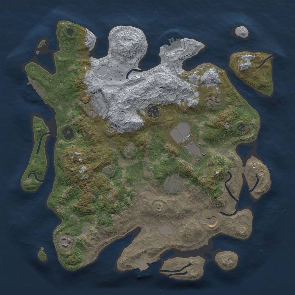 Rust Map: Procedural Map, Size: 3700, Seed: 423284625, 15 Monuments