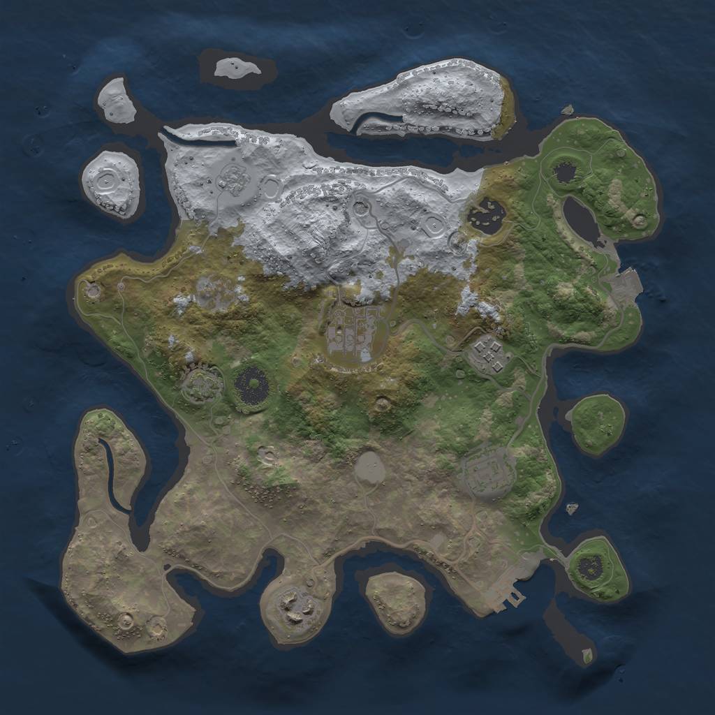 Rust Map: Procedural Map, Size: 3000, Seed: 891839890, 12 Monuments