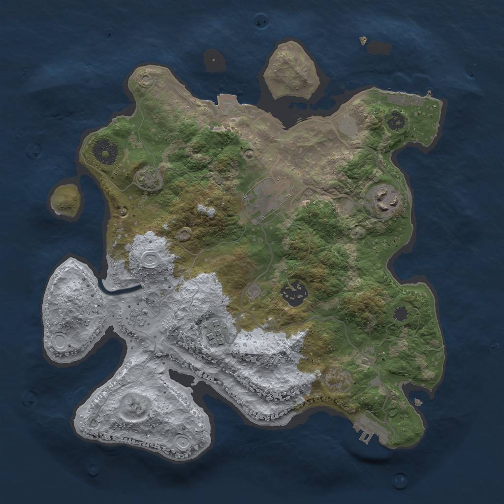 Rust Map: Procedural Map, Size: 3000, Seed: 2099874548, 11 Monuments