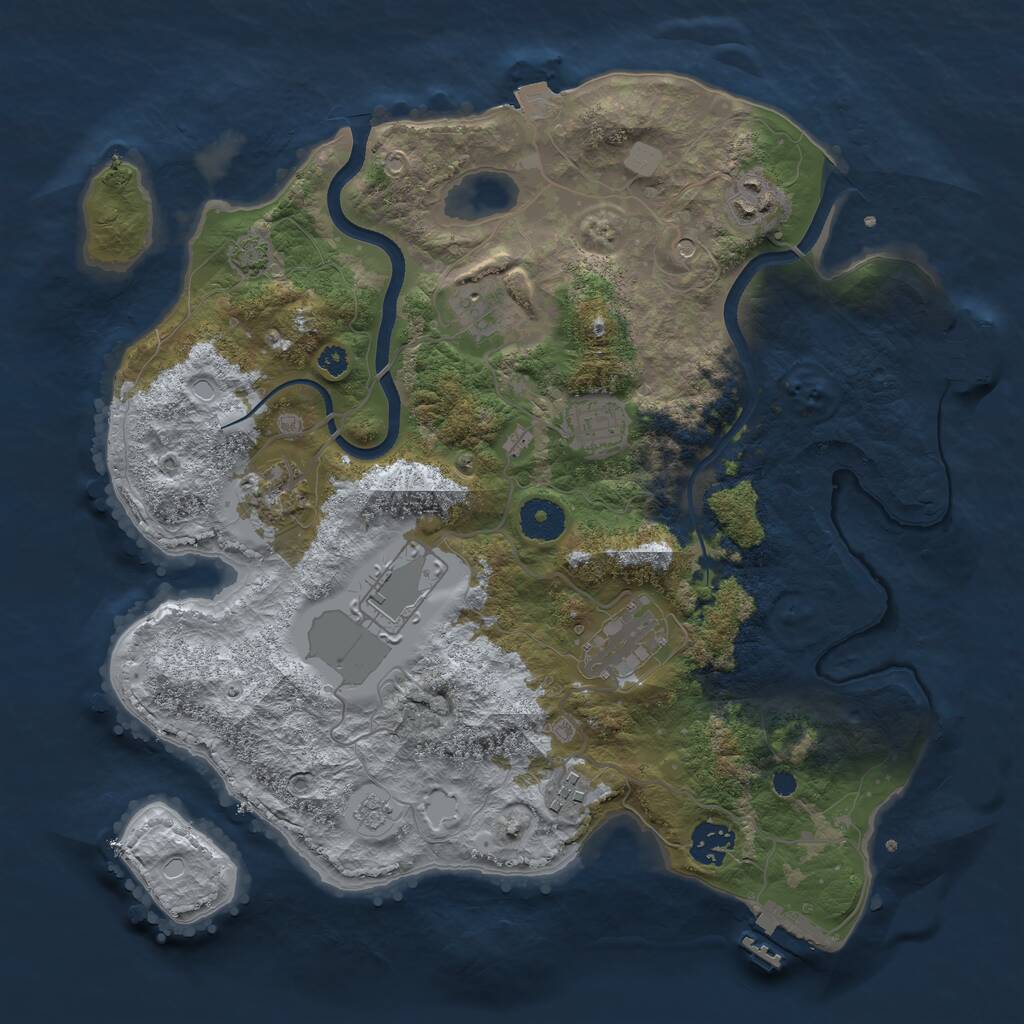 Rust Map: Procedural Map, Size: 3500, Seed: 1085035770, 14 Monuments