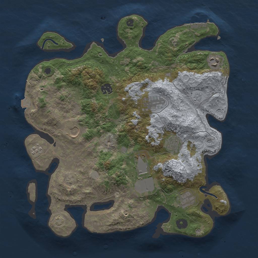 Rust Map: Procedural Map, Size: 3500, Seed: 624859634, 15 Monuments