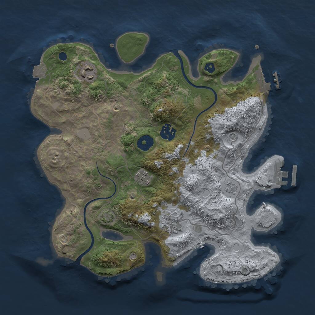 Rust Map: Procedural Map, Size: 3000, Seed: 1422912675, 10 Monuments