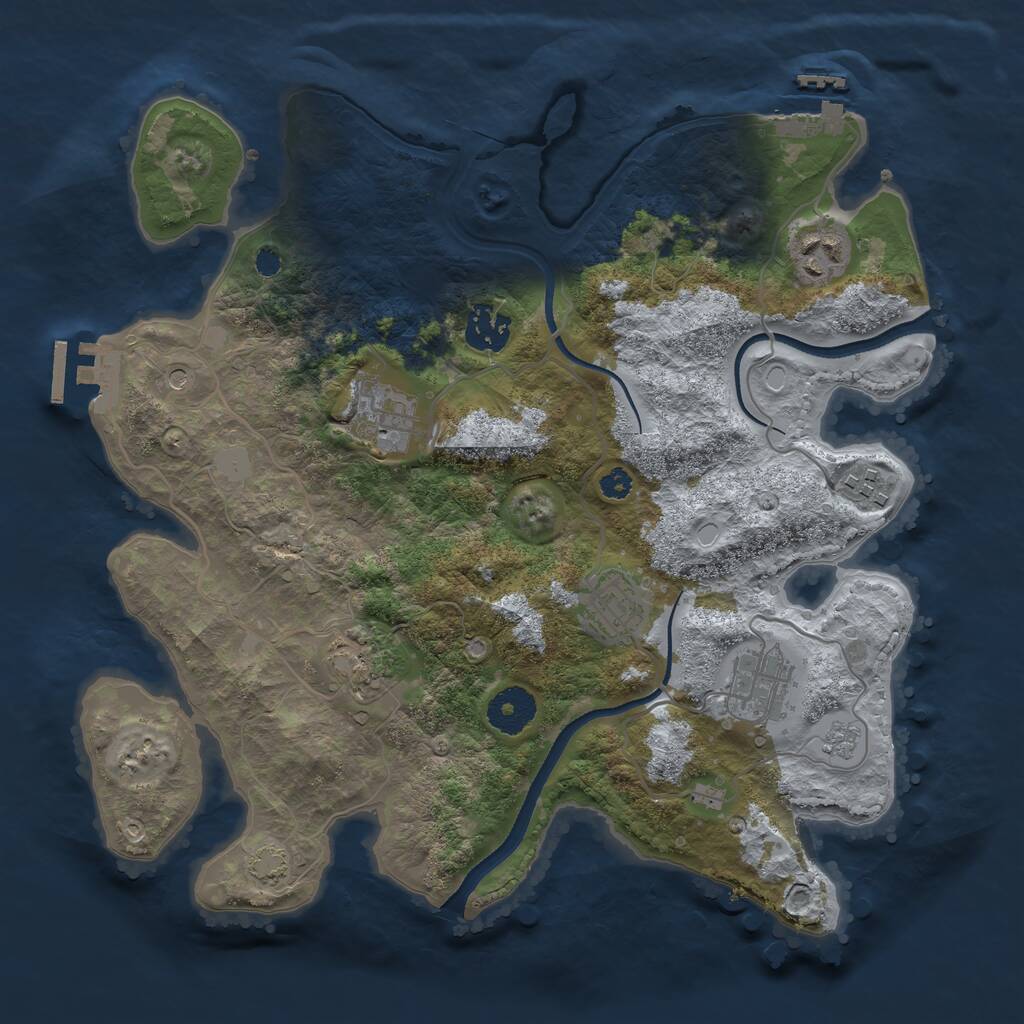 Rust Map: Procedural Map, Size: 3300, Seed: 1620713961, 13 Monuments