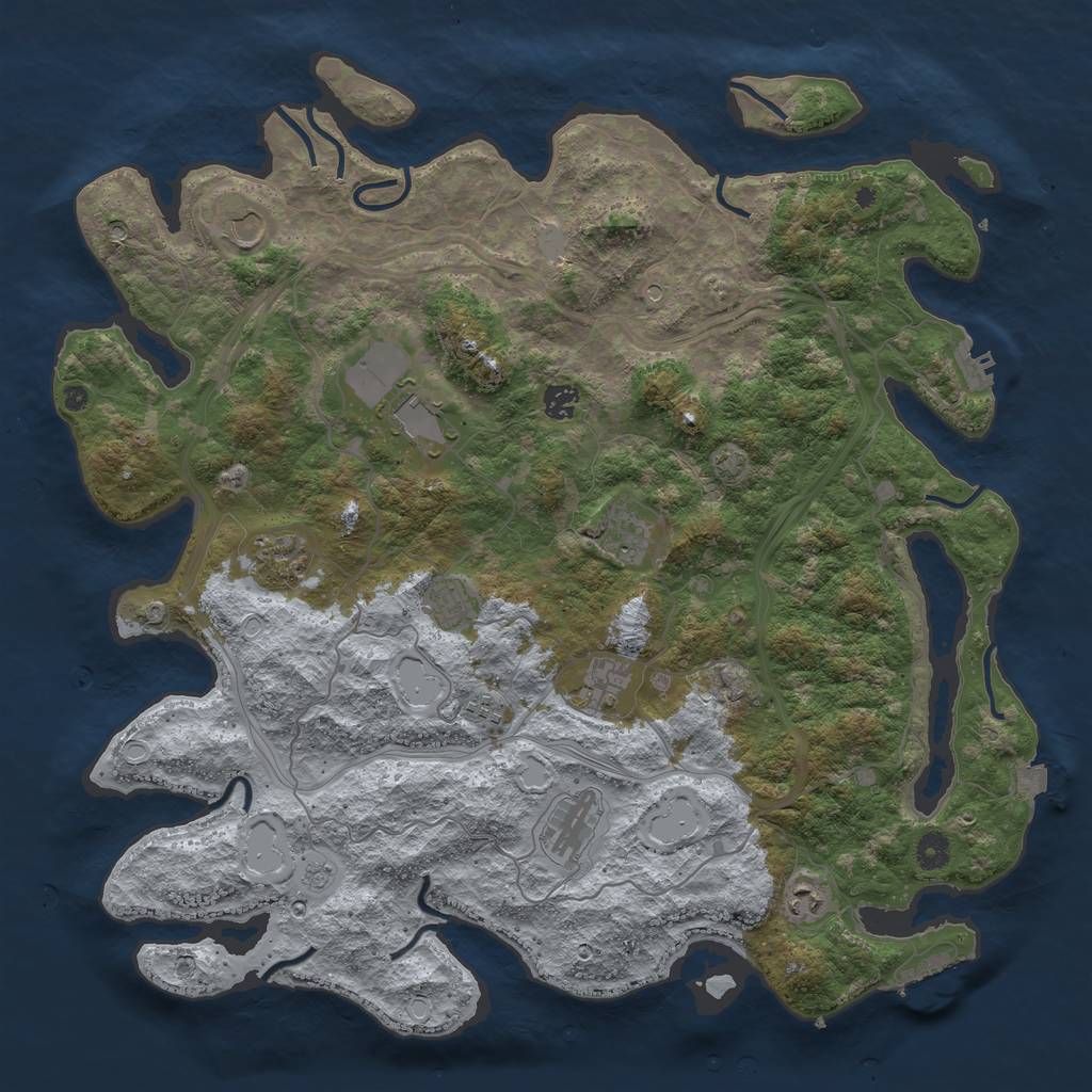 Rust Map: Procedural Map, Size: 4500, Seed: 643463, 18 Monuments