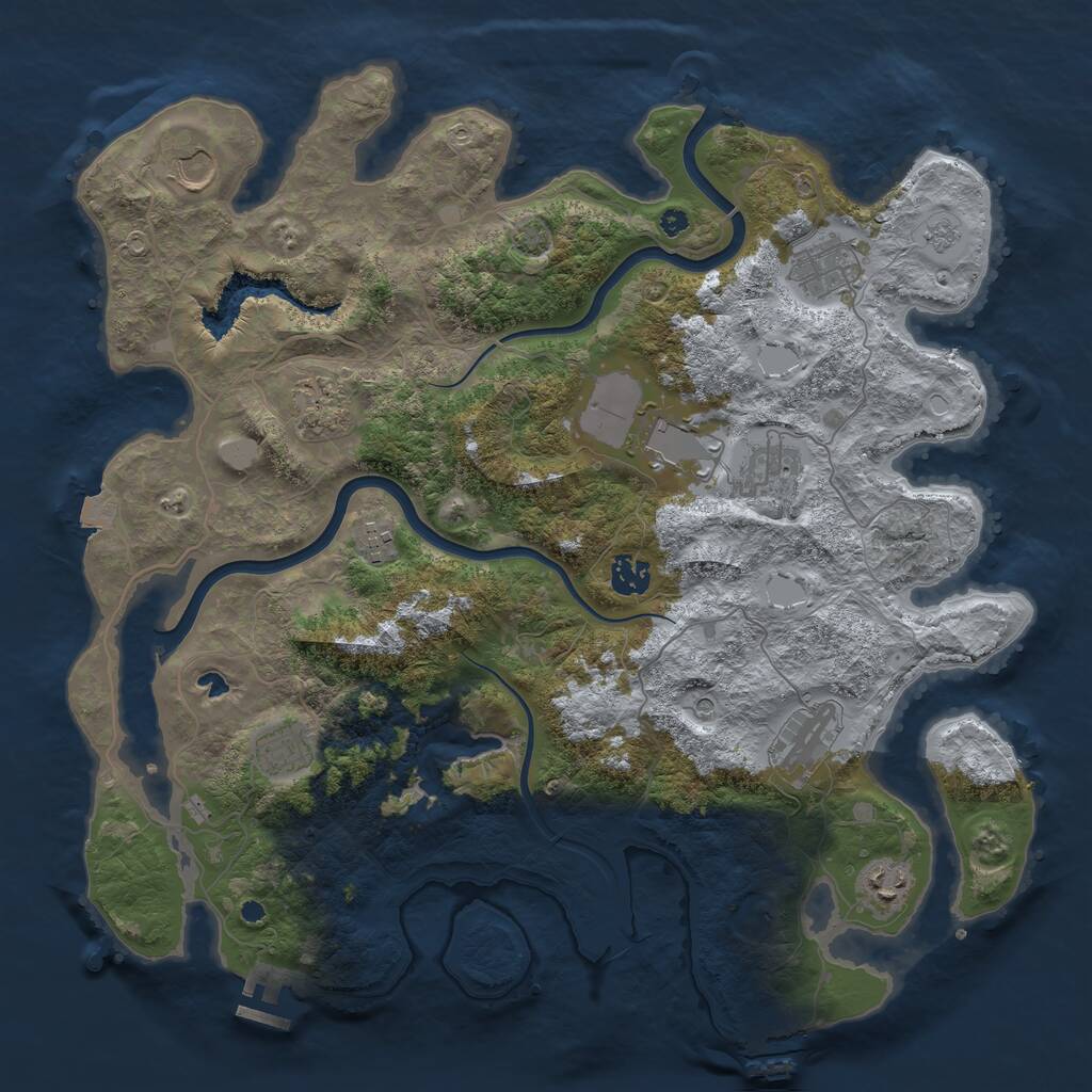 Rust Map: Procedural Map, Size: 4000, Seed: 688999, 16 Monuments