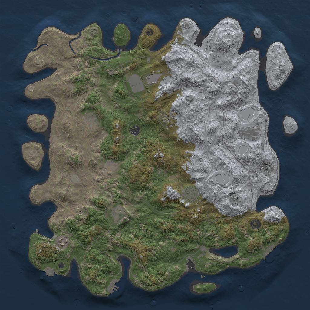 Rust Map: Procedural Map, Size: 4500, Seed: 1031326877, 18 Monuments
