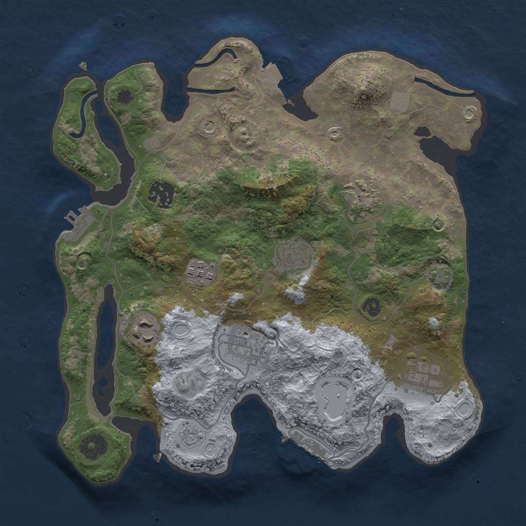 Rust Map: Procedural Map, Size: 3000, Seed: 883983576, 15 Monuments