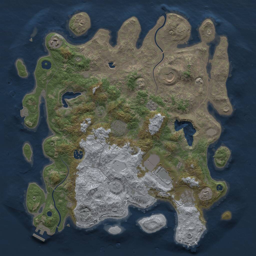 Rust Map: Procedural Map, Size: 4000, Seed: 1378081518, 12 Monuments