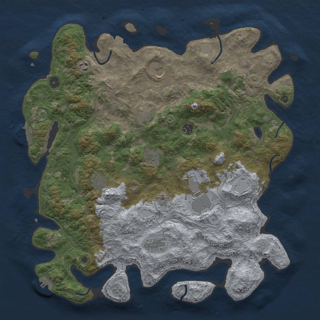 Rust Map: Procedural Map, Size: 4500, Seed: 495321853, 17 Monuments