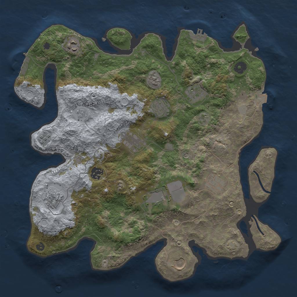 Rust Map: Procedural Map, Size: 3650, Seed: 942578, 18 Monuments