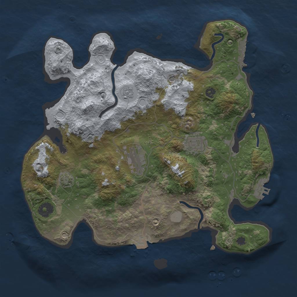 Rust Map: Procedural Map, Size: 3000, Seed: 652158946, 10 Monuments