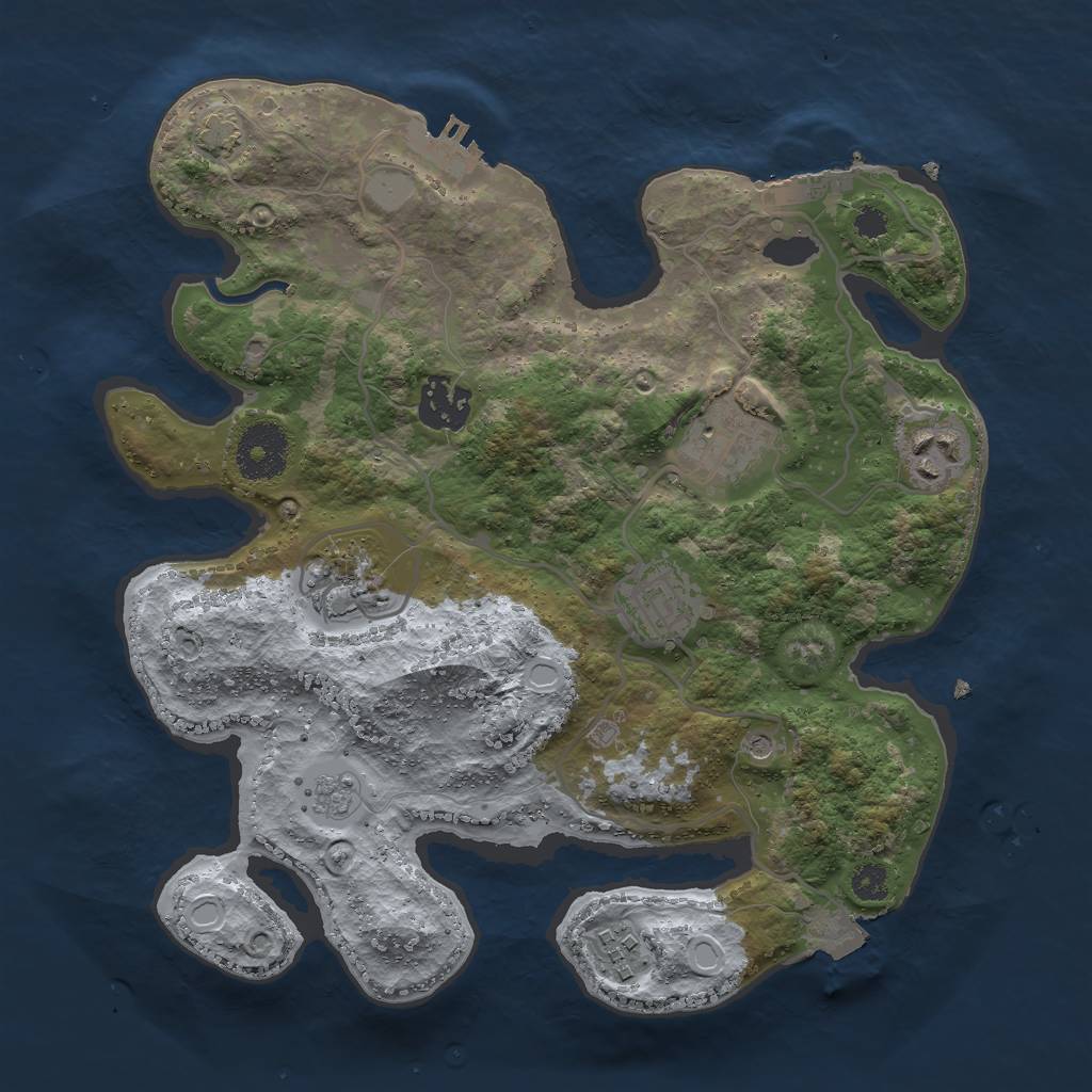 Rust Map: Procedural Map, Size: 3000, Seed: 1160475927, 14 Monuments