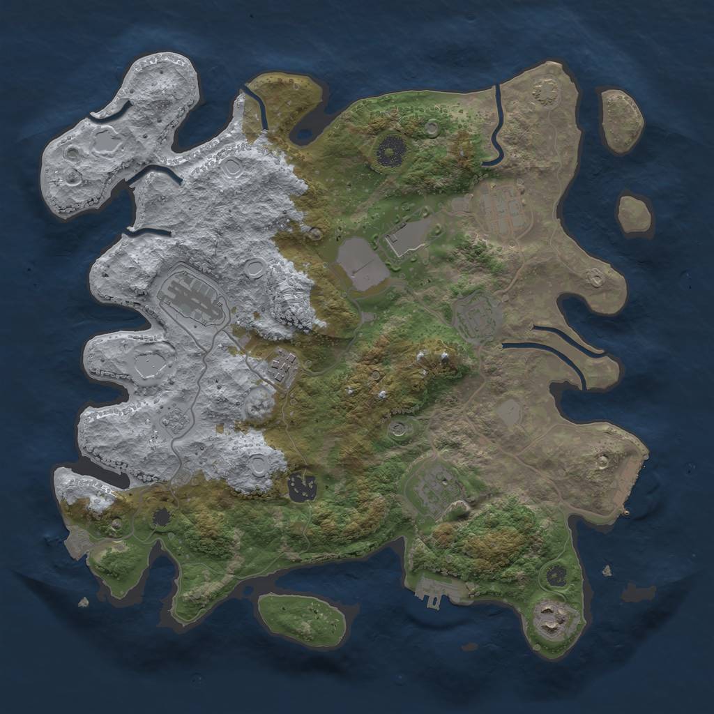 Rust Map: Procedural Map, Size: 3500, Seed: 73970478, 16 Monuments