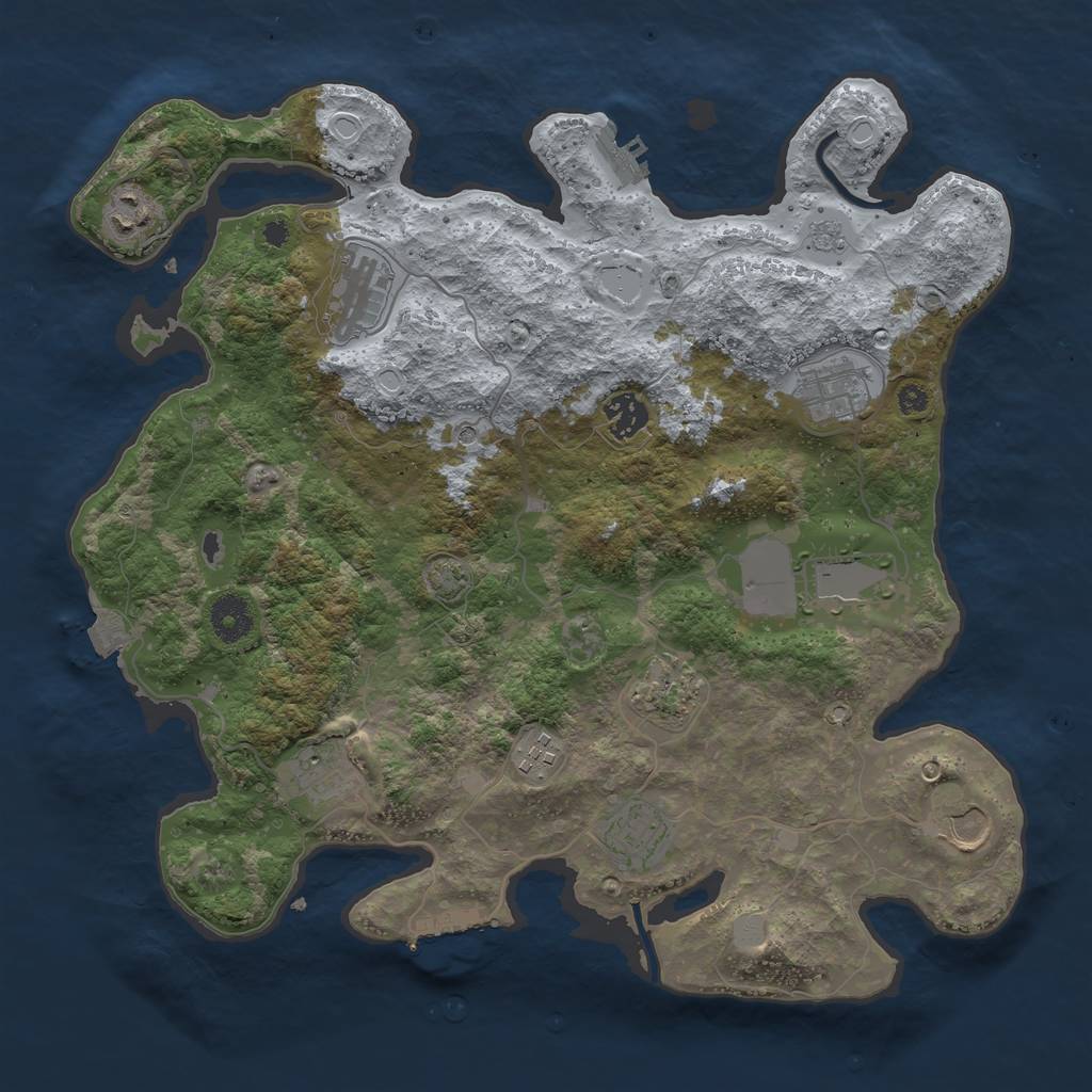 Rust Map: Procedural Map, Size: 3700, Seed: 93560639, 18 Monuments
